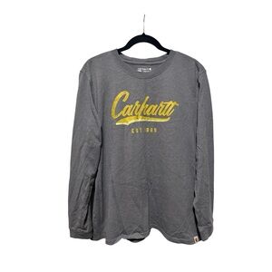 Carhartt Blue Gray Long Sleeve Tee with Gold Logo Women’s XL